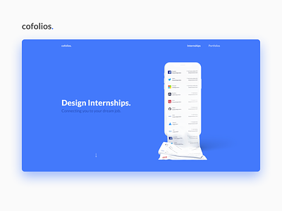 Cofolios Design Internships 3d blue internship resource simple ui website