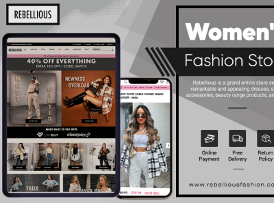 Rebellious - Women's Fashion Store branding design web
