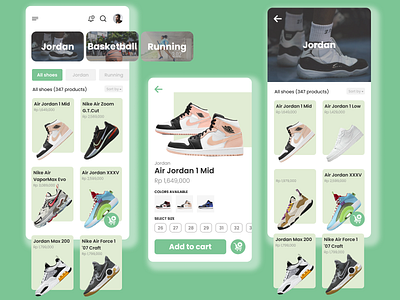 Shoe Store market place app app design design figma green mobile app shoe ui ui ux uiux ux
