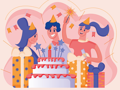 Birthday cake art birthday birthday cake birthday party flat flat illustration illustration illustrator minimal vector vector illustration website