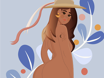Love yourself adobe illustrator art flat flat illustration girl illustration illustrator minimal nude nude girl nudeart vector vector illustration