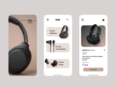 🎧SONY-App Branding app branding cart dailyui design e commerce headphones icon image logo minimal mobile music product shopping sony sound typography ui ux