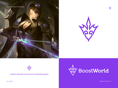 BoostWorld Logo boosting branding design game logo games goals graphic design league of legends logo modern logo multiplayer online game riot games vector video games warrior