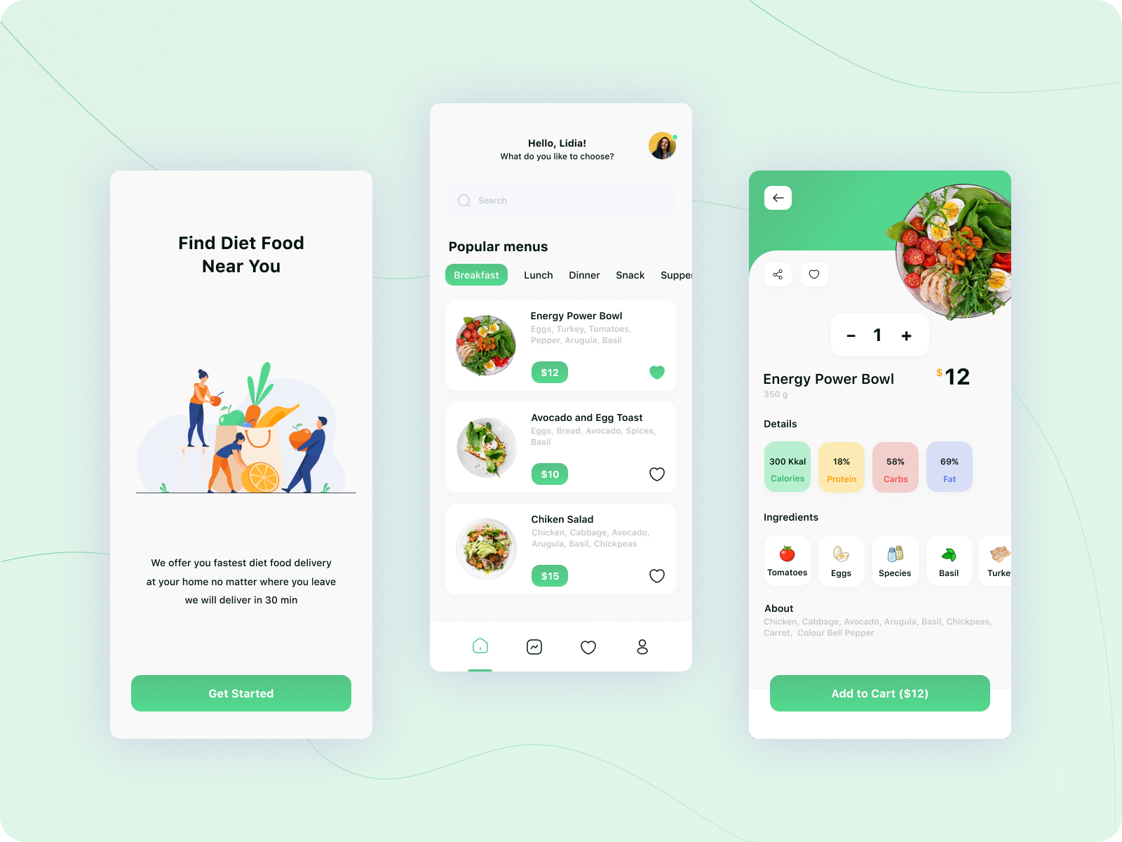 Diet Food App by Julia Shaginova on Dribbble