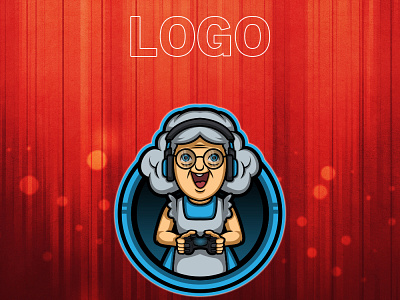 THE GRANDMA IS GAMER artist badges custom design discord fantasyart funart gamers grandma illustration logo mascot player streamer vectorart