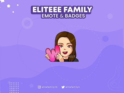 BEAUTIFUL EMOTE badges beautiful design discord emotes girl girl emote illustration logo streamer streaming twitch twitch girl