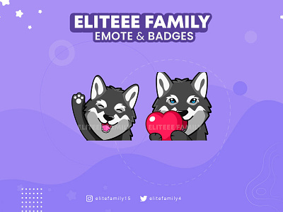 WOLF EMOTES animal badges design discord emote design emotes graphic design hi emote illustration logo love emote streamer streaming twitch twitch emotes wolf