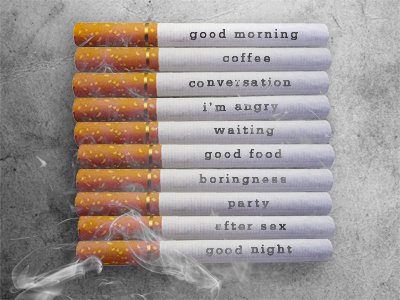 Cigarettes art brazil cancer cigarette daily design heart love poster smoker