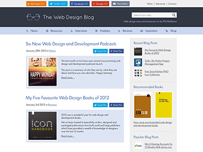 The Web Design Blog (with full size version) articles blog blue glasses social the web design blog