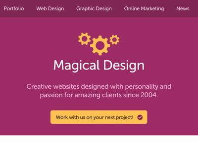 New Portfolio Branding branding cogs magical design purple web design yellow