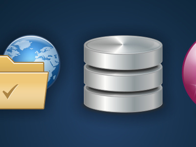 More Icons In Progress database globe icons orb server