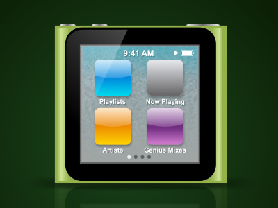 First draft of screen green icon ipod nano
