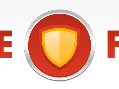 Shield Icon chrome glow icon red sheild