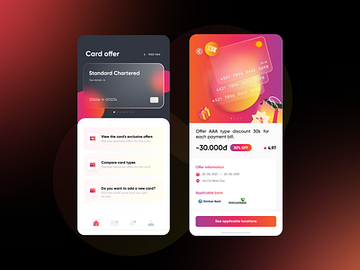 Visa card Promo App app mobile ui