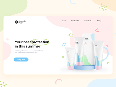 Cosmetics Landing Page Summer Concept banner hero landing page