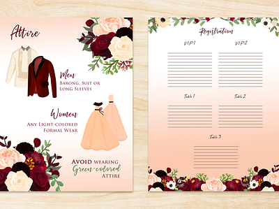 Sample wedding kit (Attire (as part of invitation)&Registration) digital painting invitation wedding design wedding invitation weddings