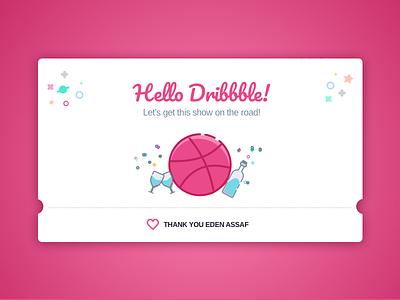 Hello Dribbble debut dribbble first shot hello hello dribbble illustration party ticket