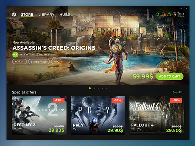 Steam Redesign - Games Platform app design desktop games gaming interface playstation redesign steam ui ux