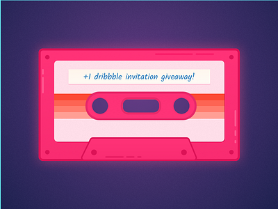Dribbble Invite Giveaway 80s cassette draft dribbble dribbble invite giveaway invitation invite mixtape retro