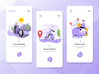 GoMovin - Onboarding For Transportation App app design illustration mobile mobile app design onboarding ui transportation ui uidesign