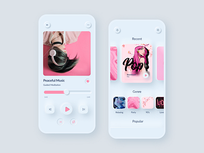 Neumorphism - Music App app app design figma glass ui music app neumorphism ui ux