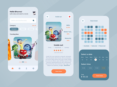 Movie Ticket Booking App app app design booking app figma movie app movie ticket booking app theatre app ui ux