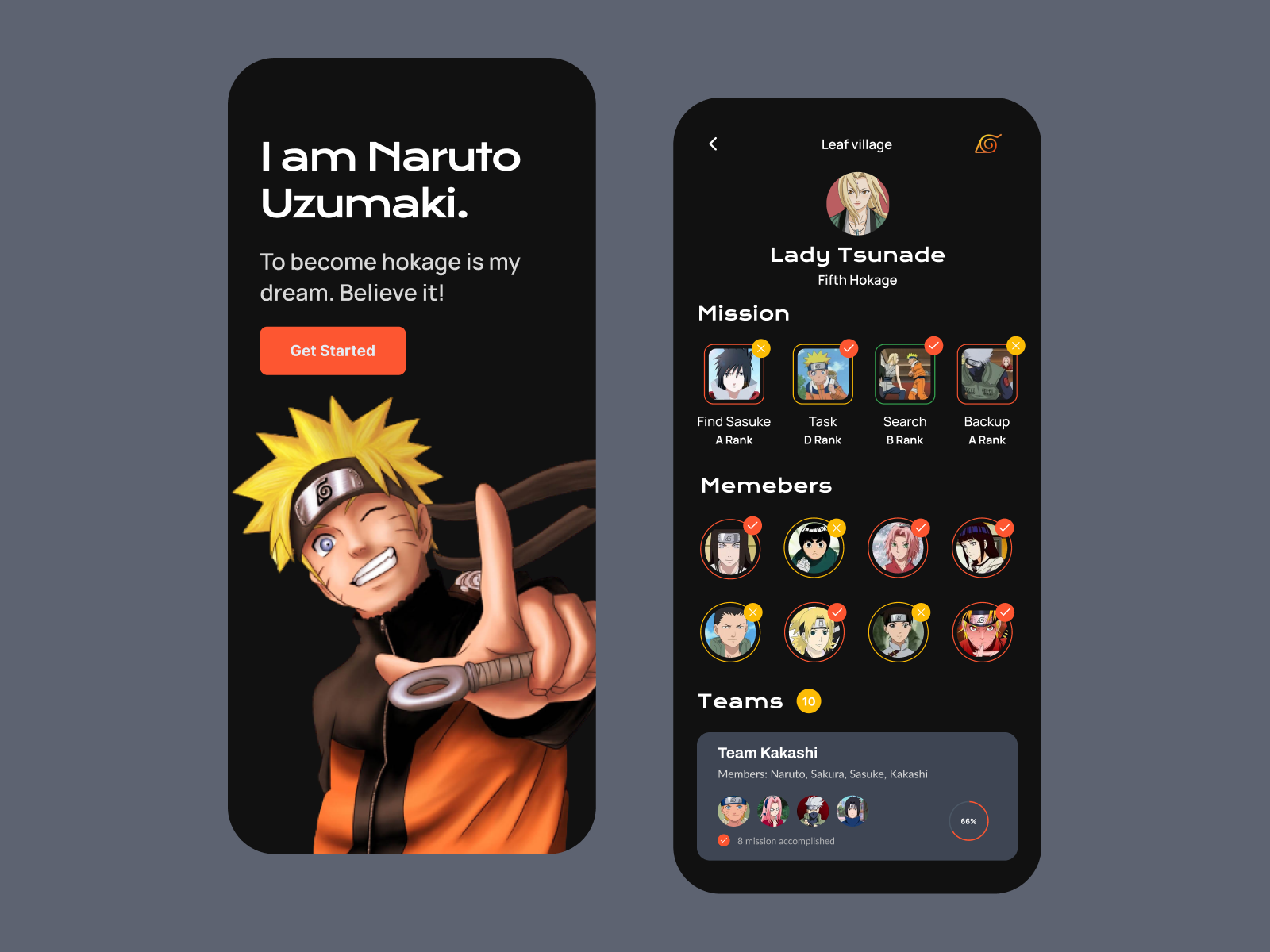 Game App Design - Naruto Dark Mode by Bhavna on Dribbble