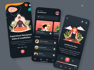 Meditation App Podcast App app app design color meditation meditation app minimal music app playlist podcast popular recent ui inspiration ui trends