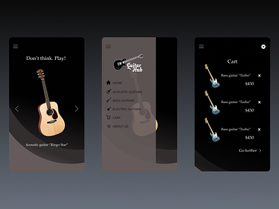 Guitar Hub aplication app design guitars minimal music ui ui design ux ux design