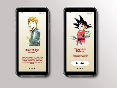 Onboarding screens anime aplication app design dragonball goku illustration japan manga oboarding screen ui ui design uiux ux ux design uxdesign