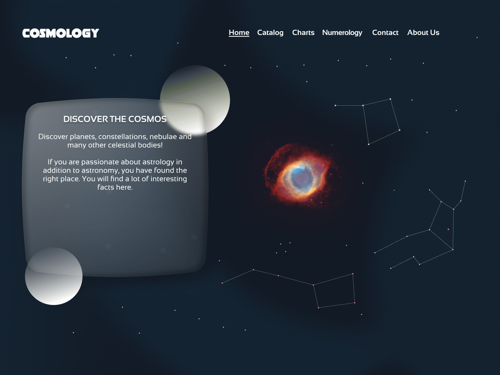 Cosmology - Landing Page Design Concept