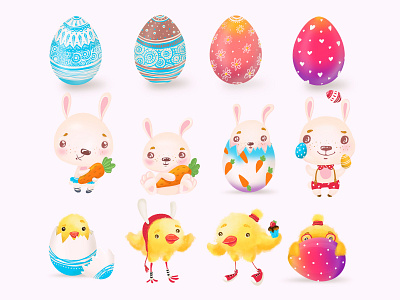 Easter Eggs&Rabbits. Download for free easter set for free illustration