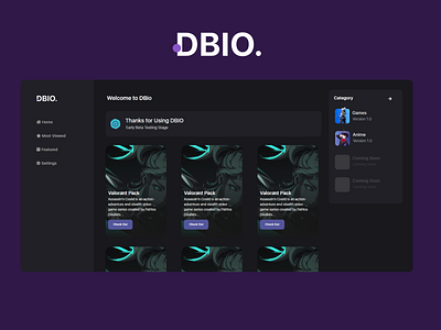 DBIO | Gaming Website app gaming graphic design ui