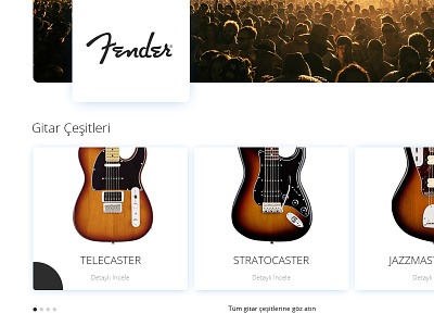 Fender Website - Redesign fender guitar homepage stratocaster telecaster ui design website