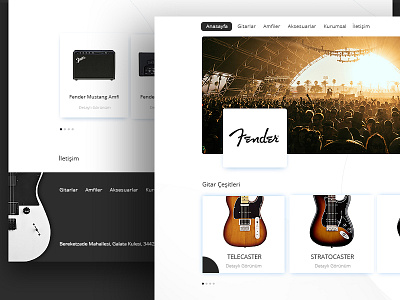 Fender Website - Redesign fender guitar homepage stratocaster telecaster ui design website