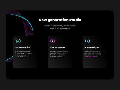 Studio Agency Philosophy agency dark dark mode features landing marketing services studio ui