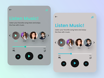 Music player Designs UI app app design application design ui ux web