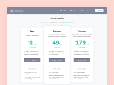 Pricing page columns layout marketing minimal palette pastel pricing ui ux visual design web web design