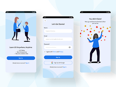 Sign up process to becoming a better UX designer app design design illustration mobile ui uidesign ux uxdesign webdesign