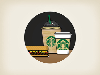 Starbucks menu flat icon illustration minimal vector