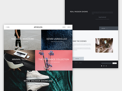 Apheleia clean ecommerce landing page layout minimal typography web design