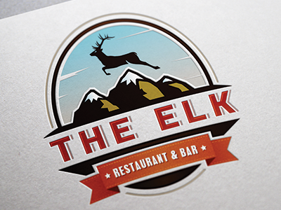 The Elk animal bar brand deer elk logo mountains restaurant sky snow