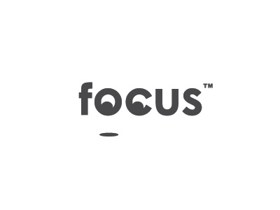 Focus brand branding eye focus lettering logo smart typography unique