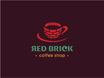 Red Brick branding brick coffee identity lettering logo red redbrick shop strong