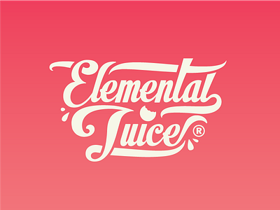 Elemental Juice brand calligraphy flat flow food identity lettering mark type typo typography