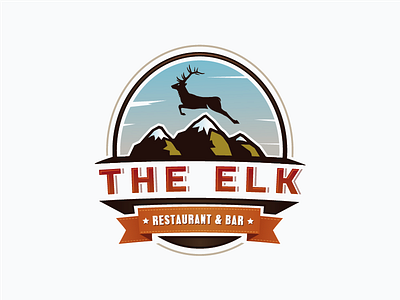 The Elk animal bar brand branding deer elk logo mountains restaurant sky snow