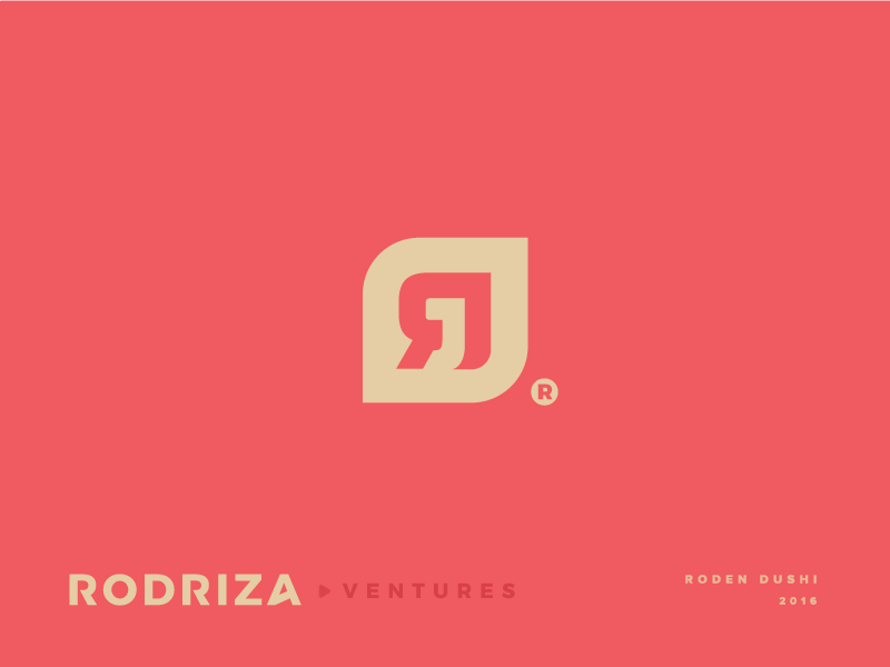 Rodriza Ventures (RJ) jr rj r logotype mark symbol brand book design top companies business logo mark logotype identity roden design dushi typography unique top smart media travel strong unique brand branding srtong rodriza group ventures monogram logo lettering