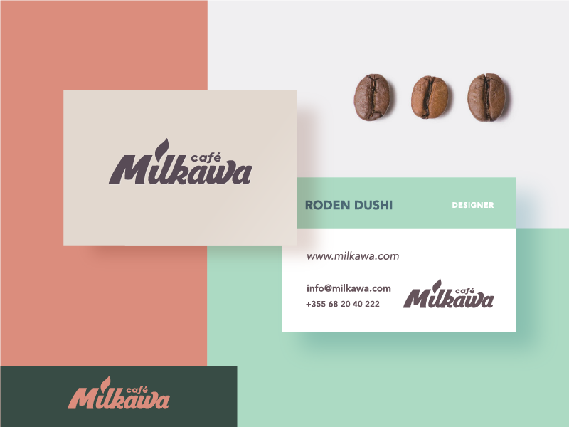 Milkawa business card logo branding albania stationary brand beverage business cards paper card coffee milkawa cafe drink drink coffee shop print design mark businesscard business card identity company