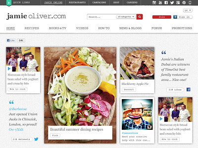 Jamie Oliver design homepage live mobile responsive web