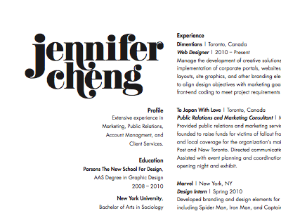 Resume / CV cv layout print resume typography